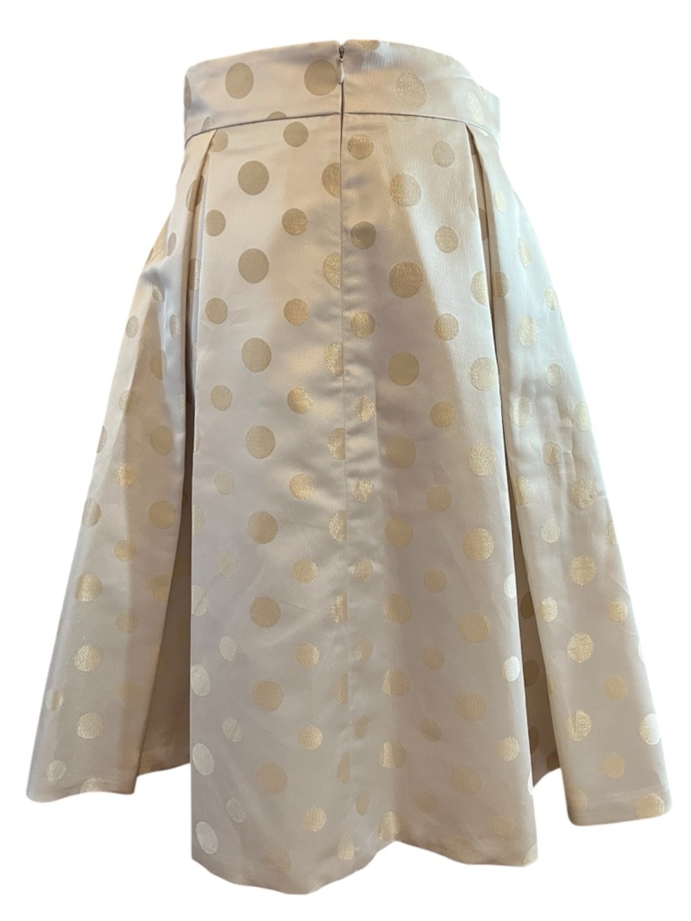 Eliza J Cream full Skirt w/Metallic Gold Polka Dot Jacquard side pockets Size 12 - Picture 5 of 12